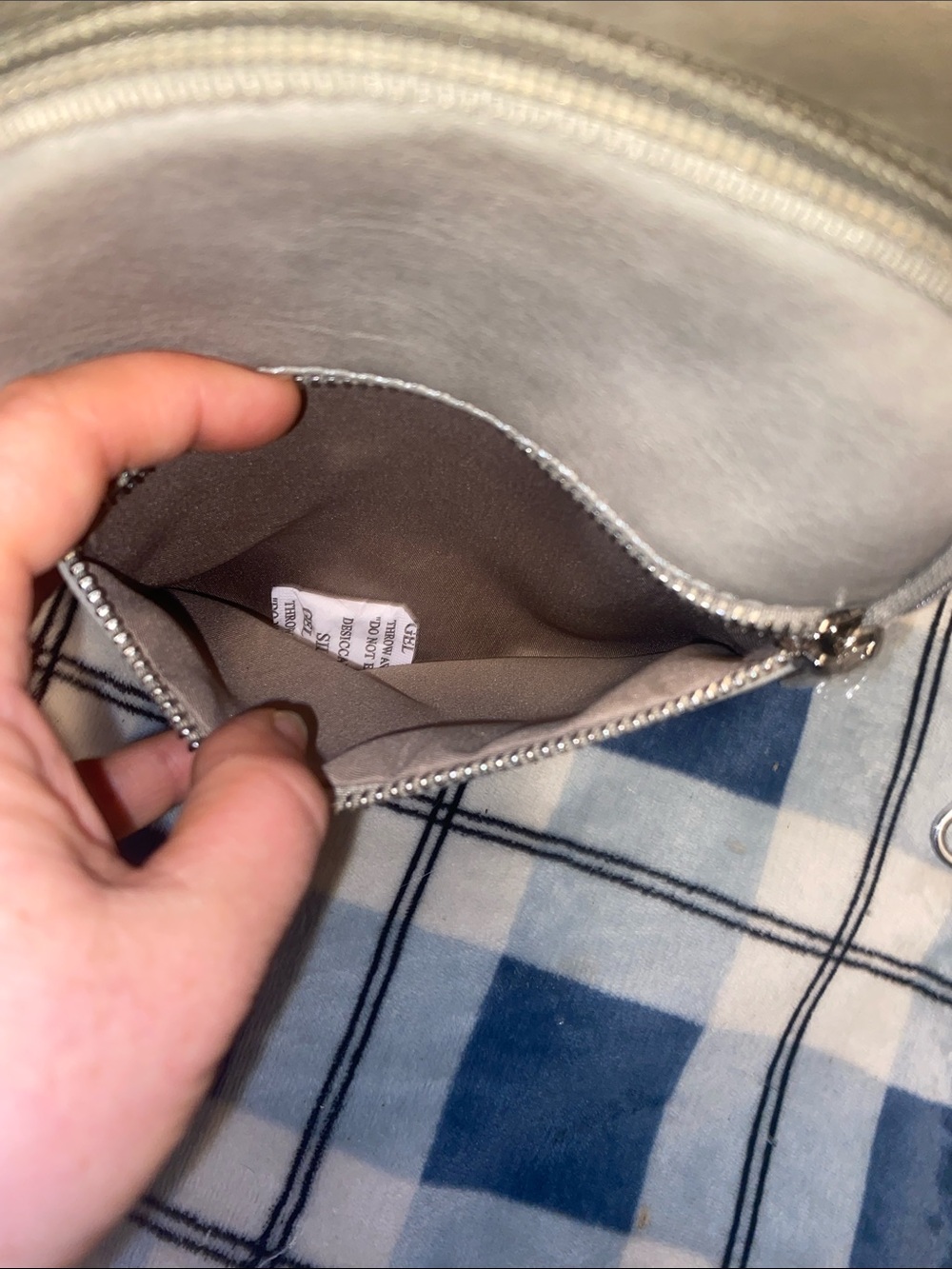 Light Gray Faux-Leather Sling Backpack with Patterned Strap - Picture 7 of 11
